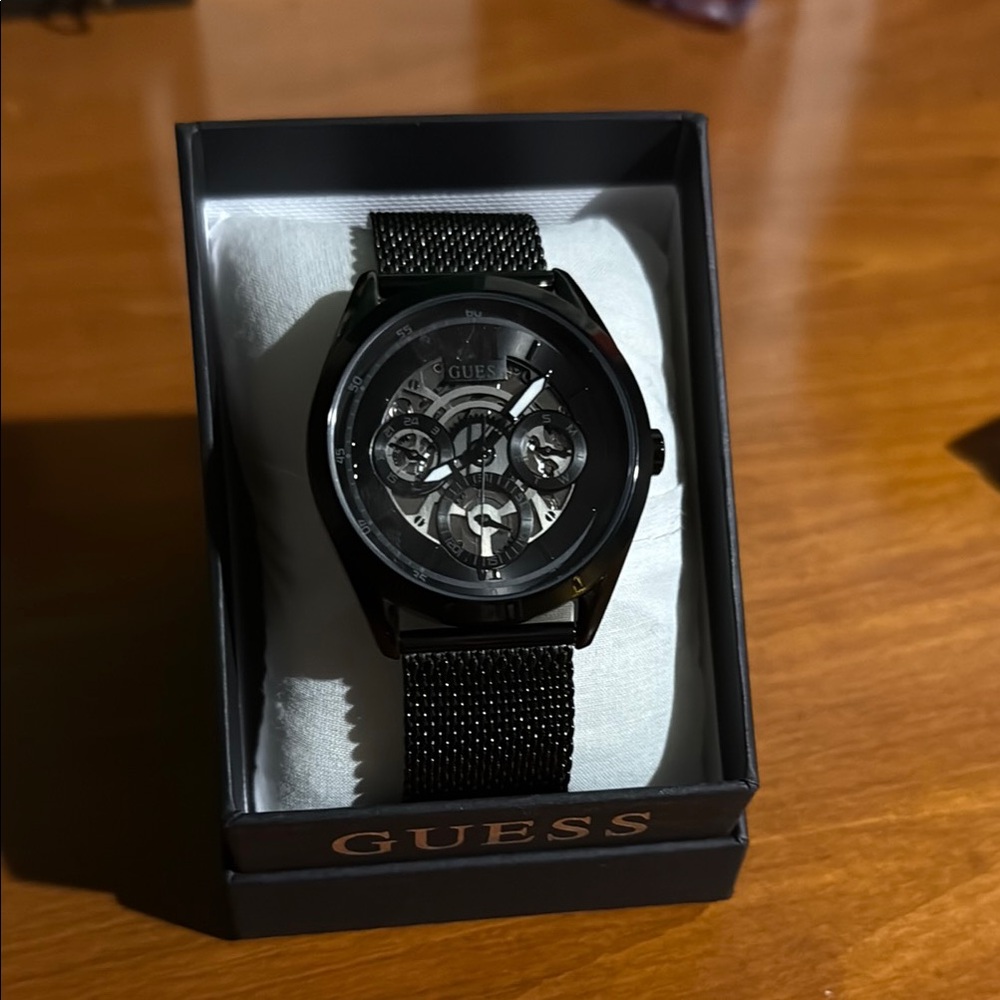 Guess Black Mesh Strap Watch